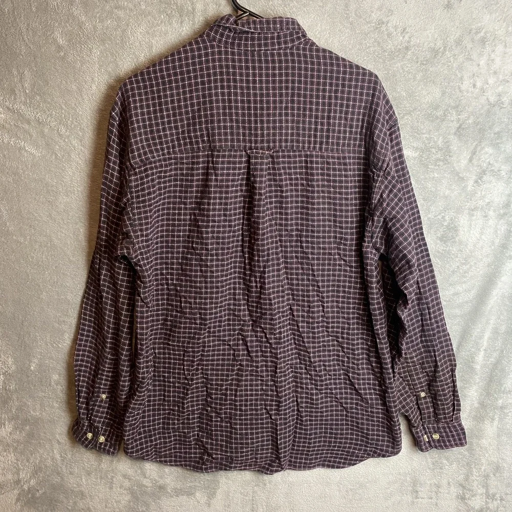 Columbia Mens Large Plaid Button-Down Shirt Purple 100% Cotton